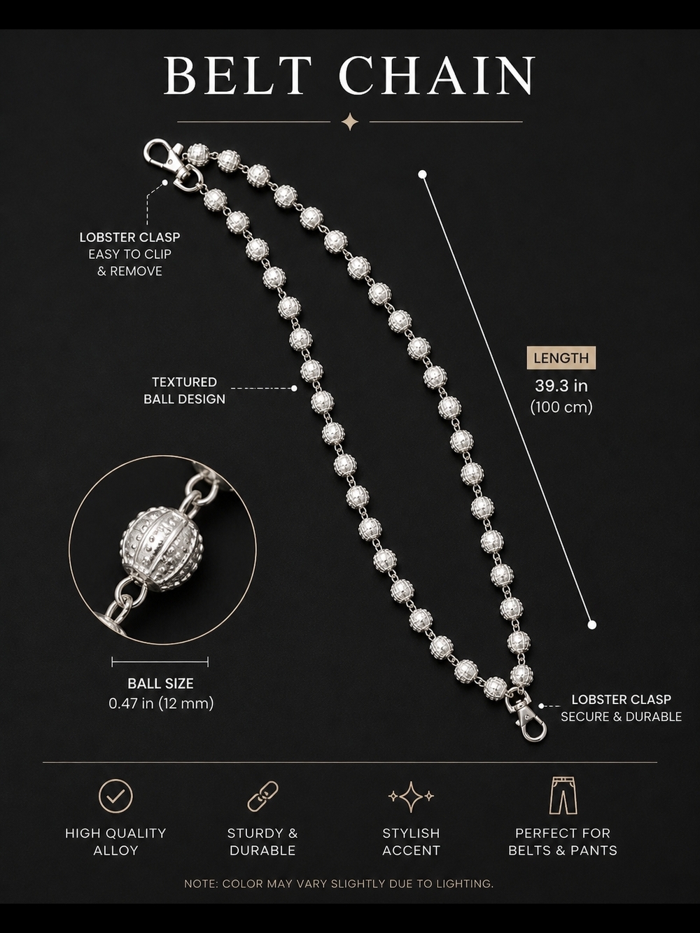 Silver Tone Double Chain Waist Necklace - Picture 5 of 6